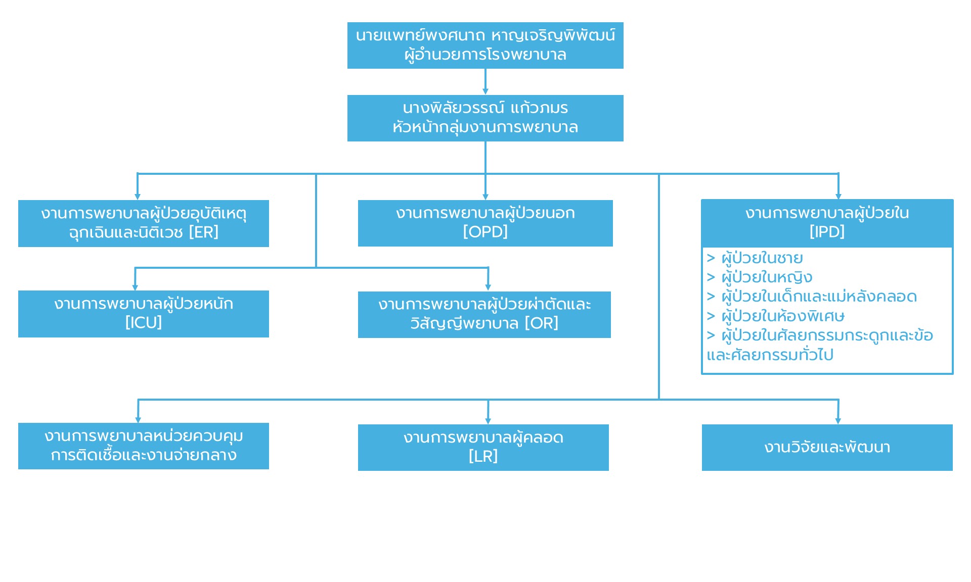 ผังโครงสร้างองค์กรพยาบาล / กลุ่มการพยาบาล โรงพยาบาลอุทุมพรพิสัย